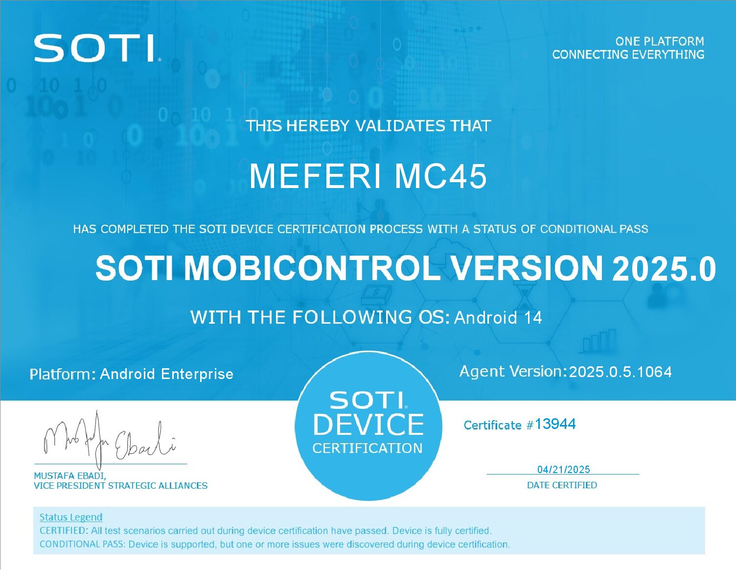 MEFERI_MC45_SOTI_证书 MEFERI_MC45_SOTI_证书