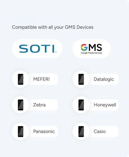 SOTI MDM compatible with GMS Android devices from MEFERI, Zebra, Honeywell, Datalogic, Panasonic and Casio