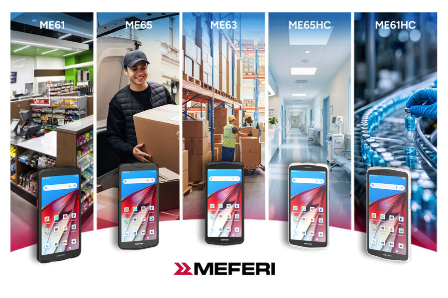MEFERI ME6X Series mobile computers arranged in a circle for model comparison