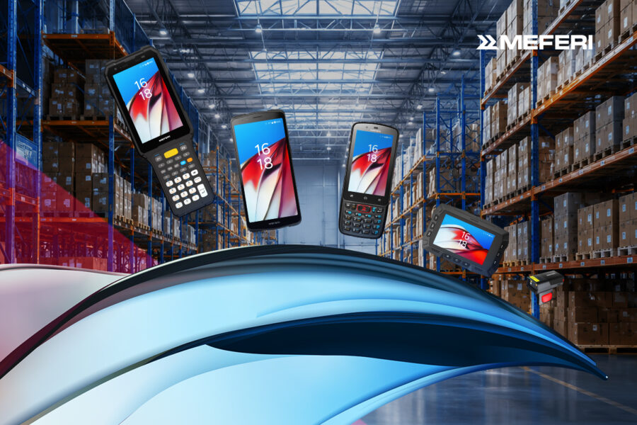 MEFERI rugged enterprise terminals arranged in a circular product layout