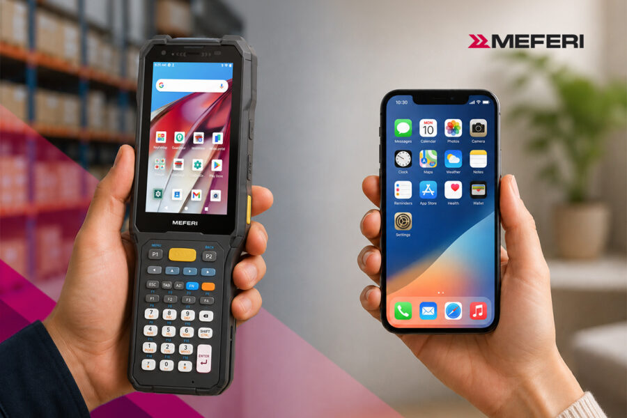 Consumer smartphone compared with rugged enterprise mobile computer for warehouse operations