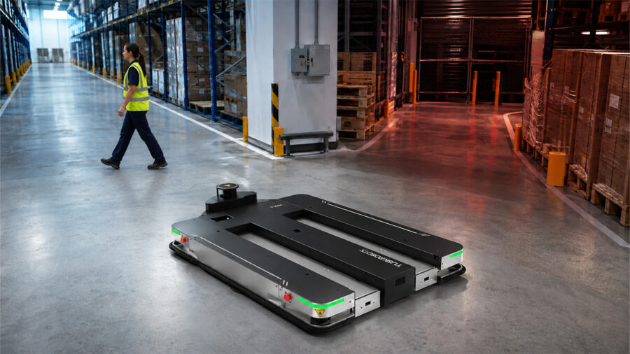 Low-profile autonomous warehouse robot designed for pallet transport